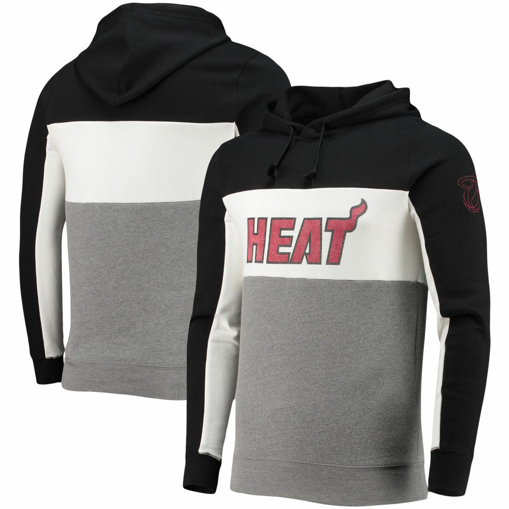 Miami Heat Junk Food Wordmark Colorblock Fleece Pullover Hoodie On Sale