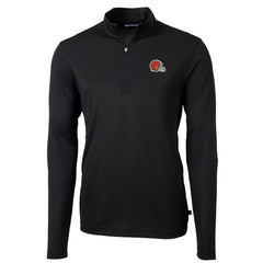 Cleveland Browns Cutter & Buck Virtue Eco Pique Recycled Quarter-Zip Pullover Jacket