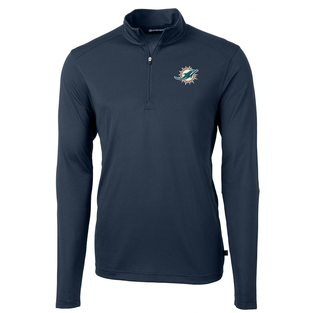 Miami Dolphins Cutter & Buck Virtue Eco Pique Recycled Quarter-Zip Pullover Jacket
