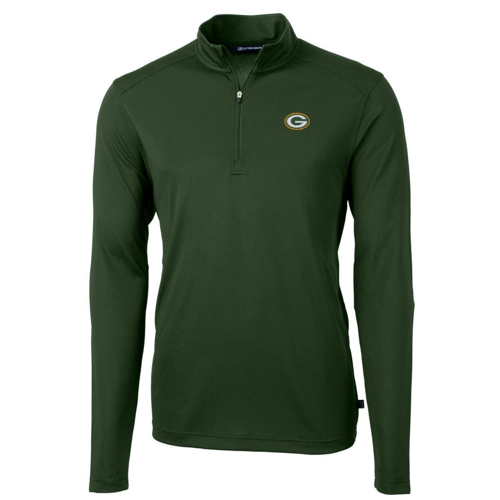 Green Bay Packers Cutter & Buck Virtue Eco Pique Recycled Quarter-Zip Pullover Jacket