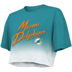 Miami Dolphins Tua Tagovailoa Majestic Threads Women's Dip-Dye Player Name & Number Crop Top