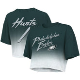Philadelphia Eagles Jalen Hurts Majestic Threads Women's Dip-Dye Player Name & Number Crop Top