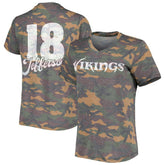 Minnesota Vikings Justin Jefferson Women's Name & Number Tri-Blend V-Neck T-Shirt