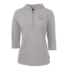Pittsburgh Steelers Cutter & Buck Women's Virtue Eco Pique Half-Zip 3/4 Sleeve Pullover Hoodie