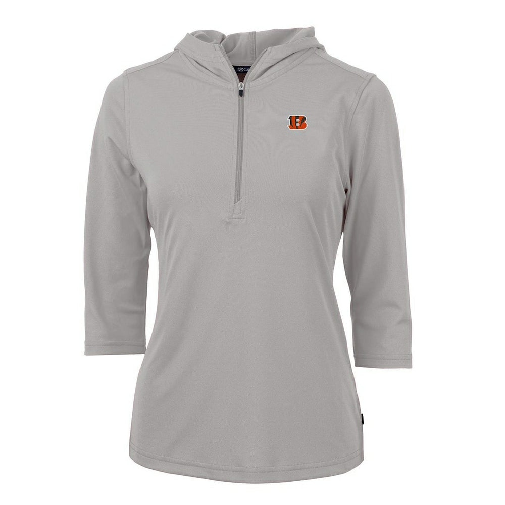Cincinnati Bengals Cutter & Buck Women's Virtue Eco Pique Half-Zip 3/4 Sleeve Pullover Hoodie