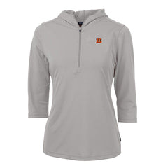 Cincinnati Bengals Cutter & Buck Women's Virtue Eco Pique Half-Zip 3/4 Sleeve Pullover Hoodie