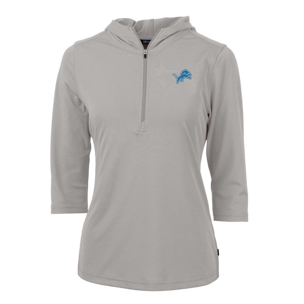 Detroit Lions Cutter & Buck Women's Virtue Eco Pique Half-Zip 3/4 Sleeve Pullover Hoodie