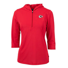 Kansas City Chiefs Cutter & Buck Women's Virtue Eco Pique Half-Zip 3/4 Sleeve Pullover Hoodie