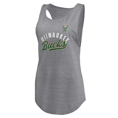 Milwaukee Bucks Women's Quality Time Open Scoop Neck Tri-Blend Tank Top For Sale