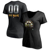 Boston Bruins Women's Personalized Midnight Mascot Logo V-Neck T-Shirt Discount