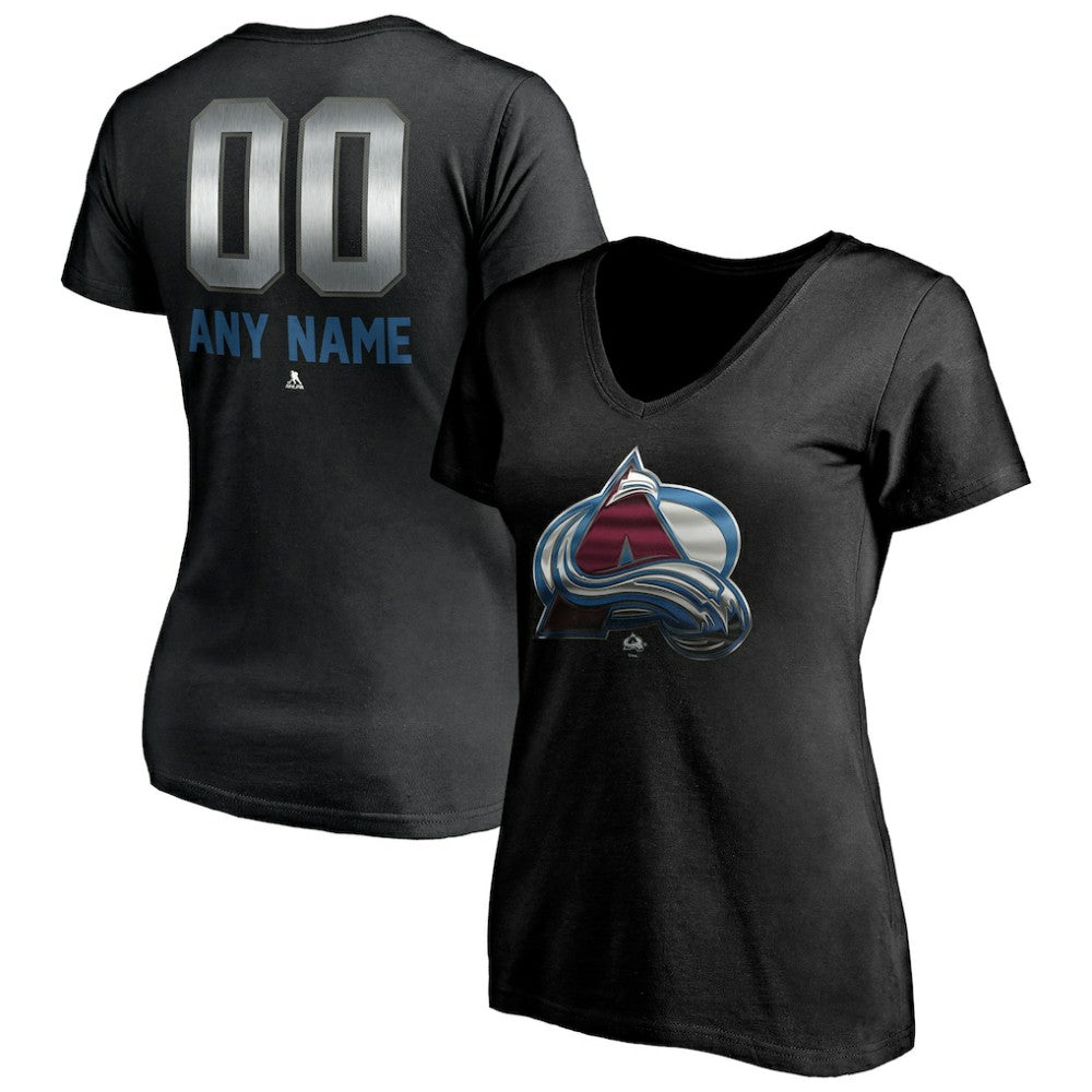 Colorado Avalanche Women's Personalized Midnight Mascot Logo V-Neck T-Shirt Sale