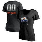 Edmonton Oilers Women's Personalized Midnight Mascot Logo V-Neck T-Shirt For Sale