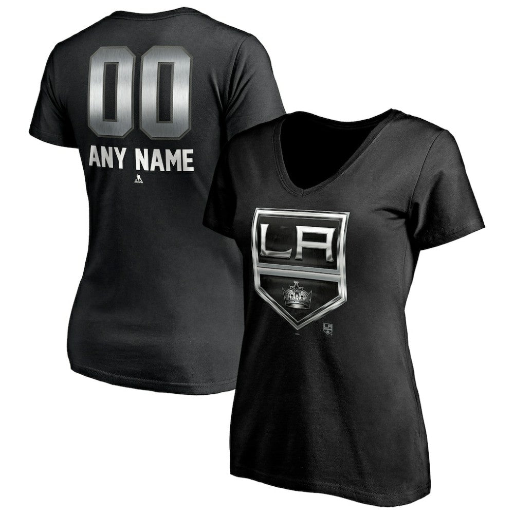 Los Angeles Kings Women's Personalized Midnight Mascot Logo V-Neck T-Shirt Discount