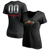 Minnesota Wild Women's Personalized Midnight Mascot Logo V-Neck T-Shirt Online