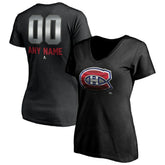 Montreal Canadiens Women's Personalized Midnight Mascot Logo V-Neck T-Shirt Discount