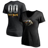 Nashville Predators Women's Personalized Midnight Mascot Logo V-Neck T-Shirt Outlet