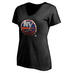 New York Islanders Women's Personalized Midnight Mascot Logo V-Neck T-Shirt Discount