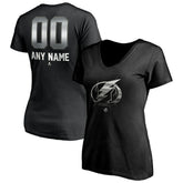 Tampa Bay Lightning Women's Personalized Midnight Mascot Logo V-Neck T-Shirt Discount