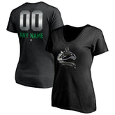 Vancouver Canucks Women's Personalized Midnight Mascot Logo V-Neck T-Shirt Outlet