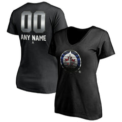 Winnipeg Jets Women's Personalized Midnight Mascot Logo V-Neck T-Shirt Online