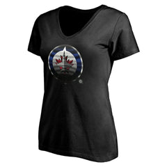 Winnipeg Jets Women's Personalized Midnight Mascot Logo V-Neck T-Shirt Online