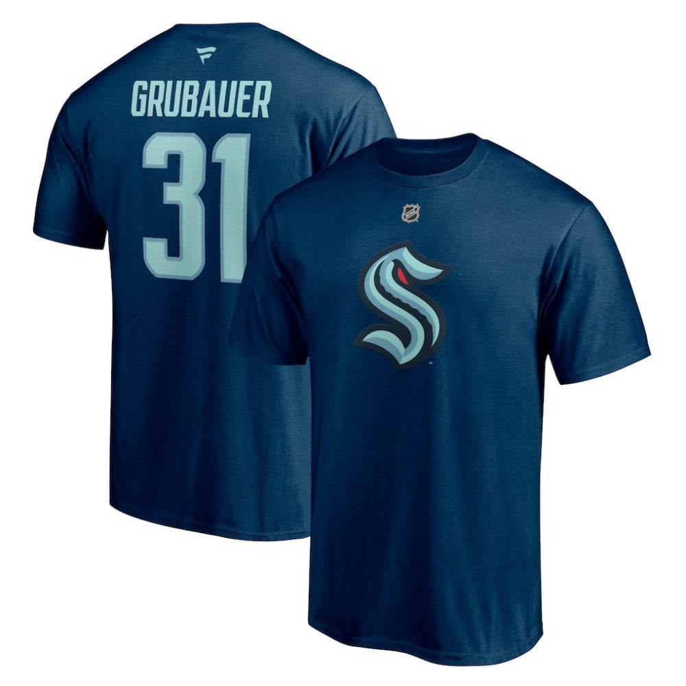 Philipp Grubauer Seattle Kraken Fanatics Authentic Stack Name & Number T-Shirt Outlet