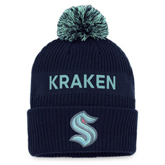 Seattle Kraken Fanatics 2022 NHL Draft Authentic Pro Cuffed Knit Hat with Pom Online
