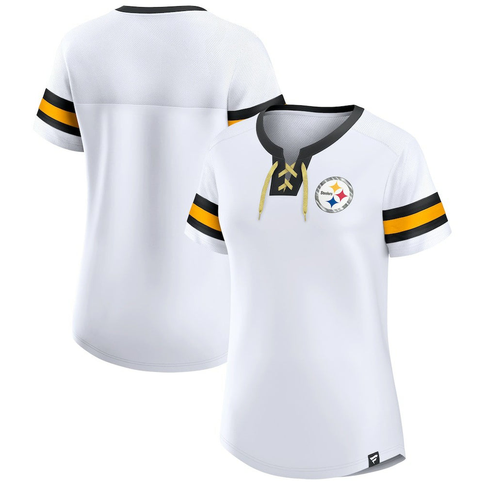Pittsburgh Steelers Fanatics Women's Sunday Best Lace-Up T-Shirt
