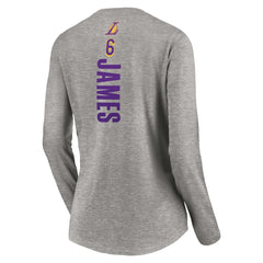 LeBron James Los Angeles Lakers Women's #6 Playmaker Name & Number Long Sleeve V-Neck T-Shirt Discount