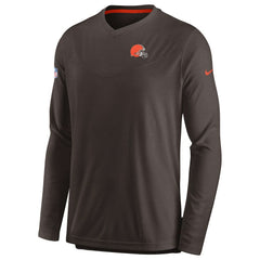 Cleveland Browns Nike Sideline Coach Chevron Lock Up Long Sleeve V-Neck Performance T-Shirt