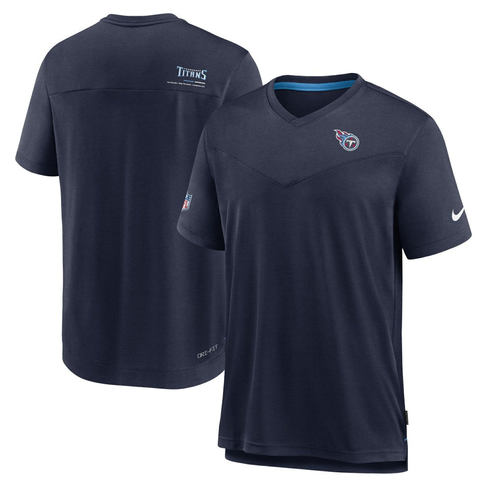 Tennessee Titans Nike Sideline Coach Chevron Lock Up Logo V-Neck Performance T-Shirt