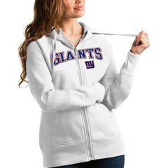 New York Giants Antigua Women's Wordmark Victory Full-Zip Hoodie