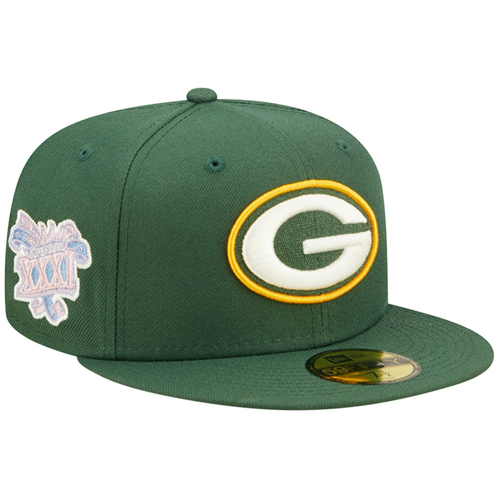 Green Bay Packers New Era Super Bowl XXXI Purple Pop Sweat 59FIFTY Fitted Hat