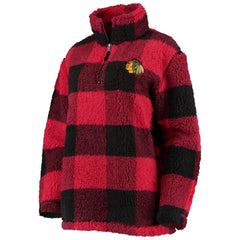 Chicago Blackhawks G-III 4Her by Carl Banks Women's Plaid Sherpa Quarter-Zip Jacket For Sale