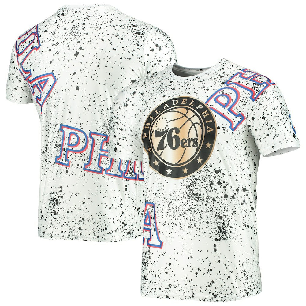 Philadelphia 76ers FISLL Gold Foil Splatter Print T-Shirt Online