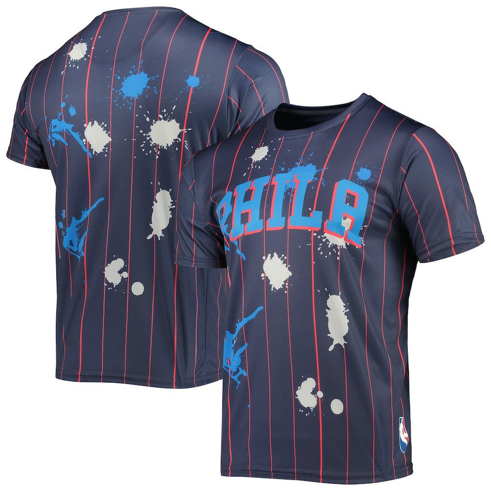 Philadelphia 76ers FISLL Striped Splatter T-Shirt On Sale