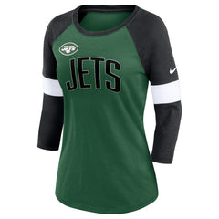 New York Jets Nike Women's Football Pride Raglan 3/4-Sleeve T-Shirt