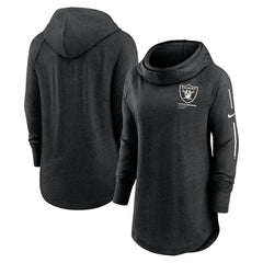 Las Vegas Raiders Nike Women's Minimal Statement Lightweight Raglan Funnel Neck Pullover Hoodie
