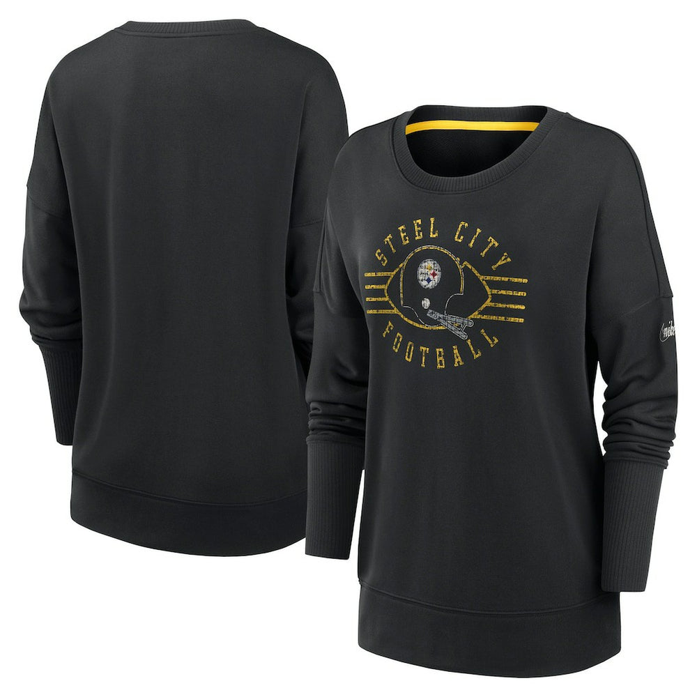 Pittsburgh Steelers Nike Women's Rewind Playback Icon Performance Pullover Sweatshirt