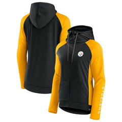 Pittsburgh Steelers Fanatics Women's End Around Lightweight Raglan Full-Zip Hoodie Jacket