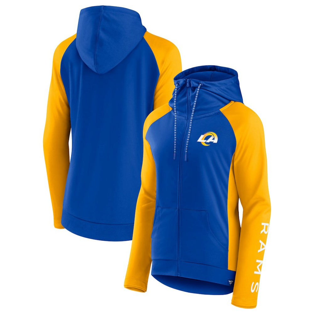 Los Angeles Rams Fanatics Women's End Around Lightweight Raglan Full-Zip Hoodie Jacket