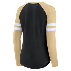 New Orleans Saints Fanatics Women's True to Form Raglan Lace-Up V-Neck Long Sleeve T-Shirt