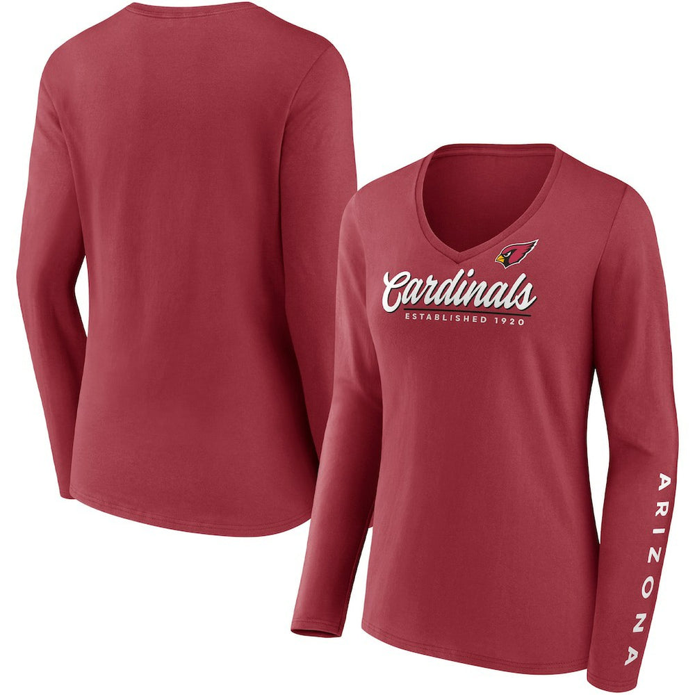 Arizona Cardinals Fanatics Women's Drive Forward V-Neck Long Sleeve T-Shirt