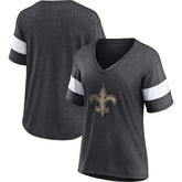 New Orleans Saints Fanatics Women's Distressed Team Tri-Blend V-Neck T-Shirt