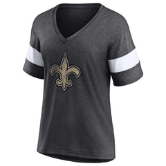 New Orleans Saints Fanatics Women's Distressed Team Tri-Blend V-Neck T-Shirt