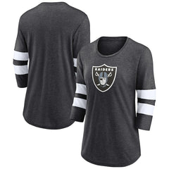 Las Vegas Raiders Fanatics Women's Primary Logo 3/4 Sleeve Scoop Neck T-Shirt