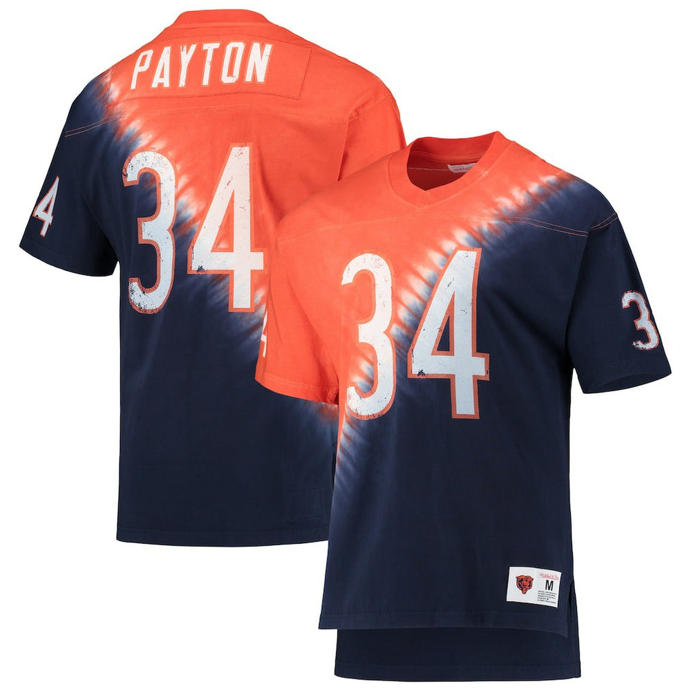 Chicago Bears Mitchell & Ness Walter Payton Retired Player Name & Number Diagonal Tie-Dye V-Neck T-Shirt