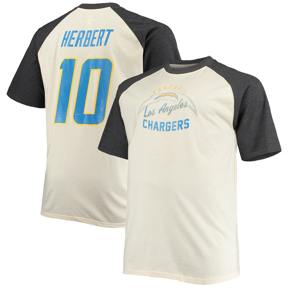 Los Angeles Chargers Justin Herbert Big & Tall Player Name & Number Raglan T-Shirt