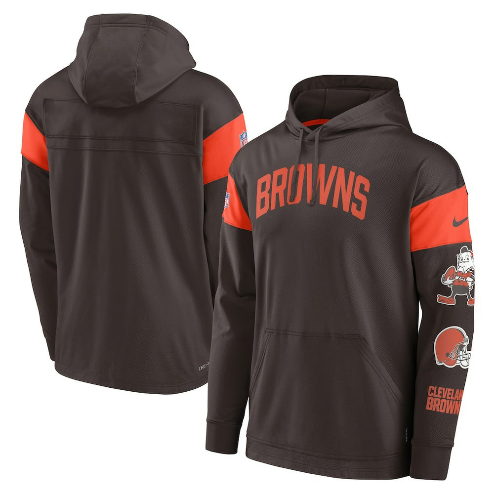 Cleveland Browns Nike Brownie The Elf Sideline Athletic Arch Jersey Performance Pullover Hoodie