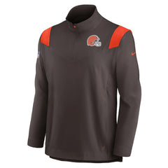 Cleveland Browns Nike Sideline Coach Chevron Lockup Quarter-Zip Long Sleeve Top
